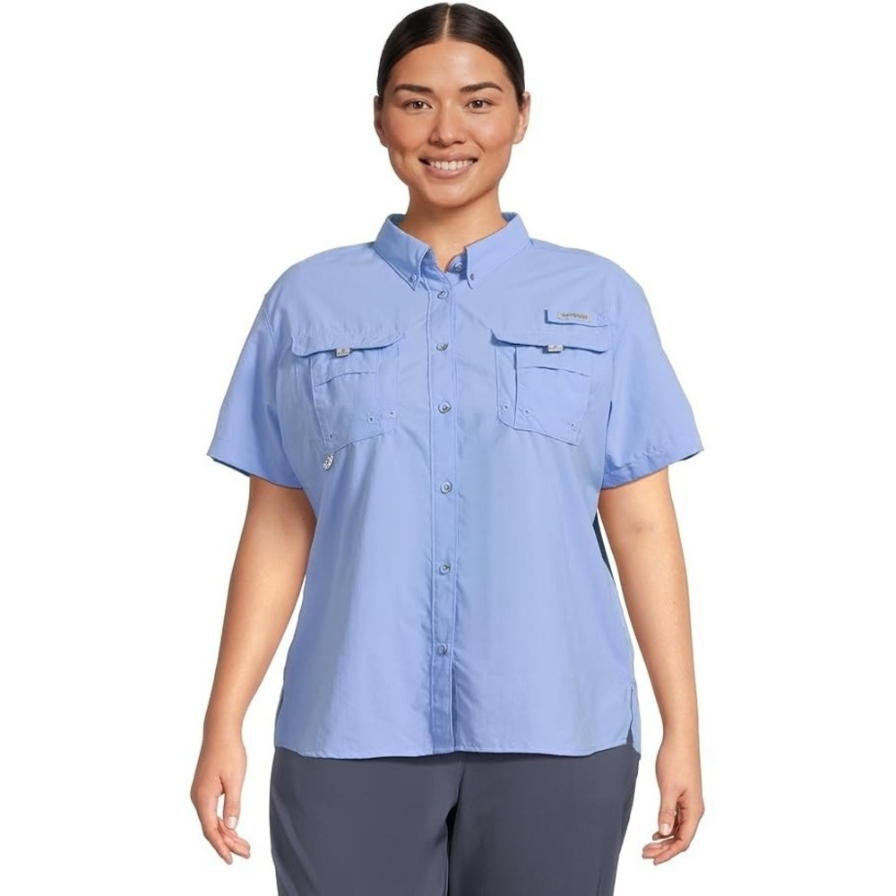 Columbia® (Women's 2X) Plus Size Bahama™ II Short Sleeve Shirt in White Cap